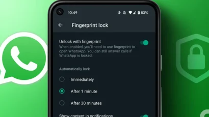 نحوه قفل کردن واتساپ با اثر انگشت یا فیس آی‌دی