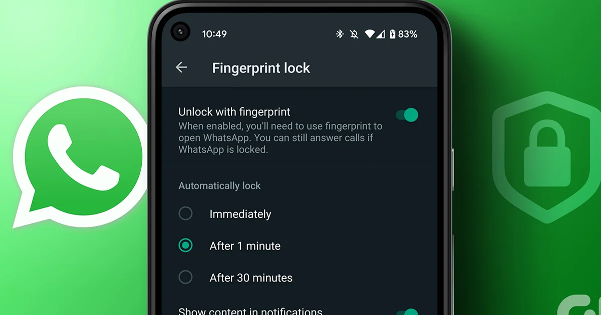 نحوه قفل کردن واتساپ با اثر انگشت یا فیس آی‌دی