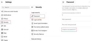 تغییر رمز اینستاگرام از طریق اپلیکیشن